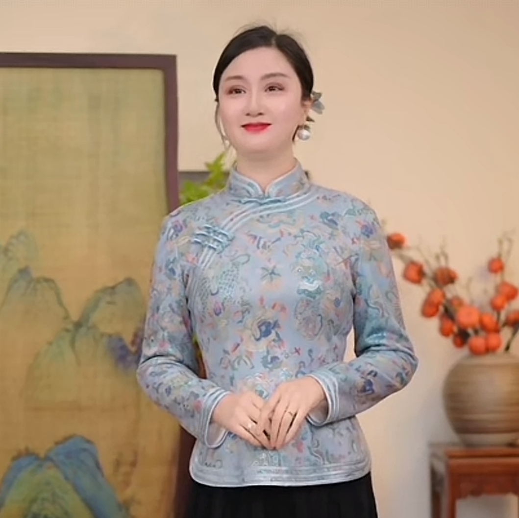 瓷萱【花似锦】冬季新款加绒旗袍上衣长袖国风新中式复古一字扣