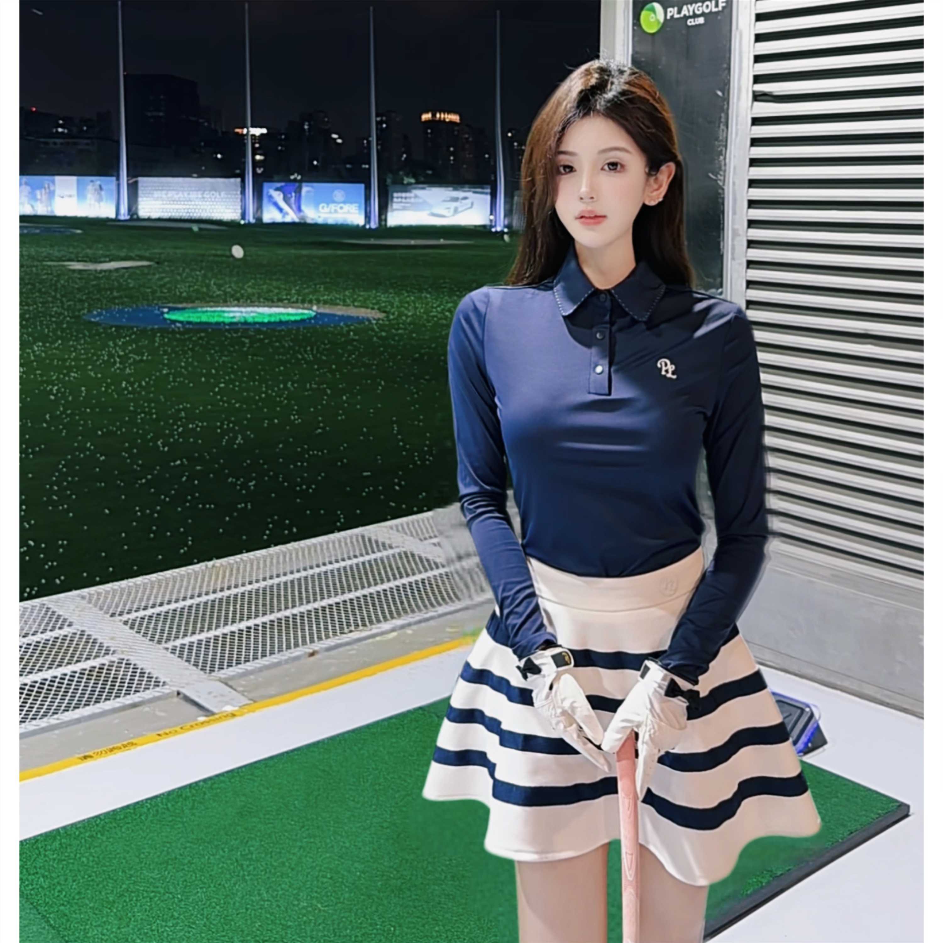 高尔夫服装女秋冬韩版高尔夫女高尔夫裙长袖女裙高网球服女装