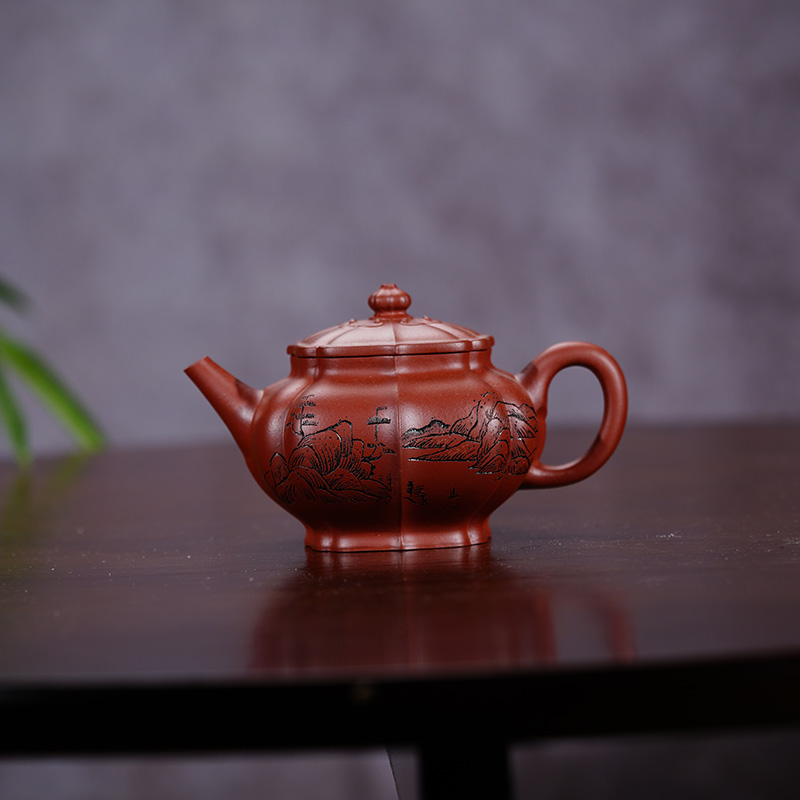 顾脉李氏生砂红泥云顶250cc宜兴黄龙山原矿全手工紫砂壶