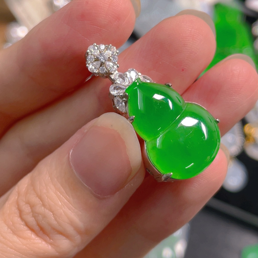 吊坠(不含链)银S925镶嵌翡翠