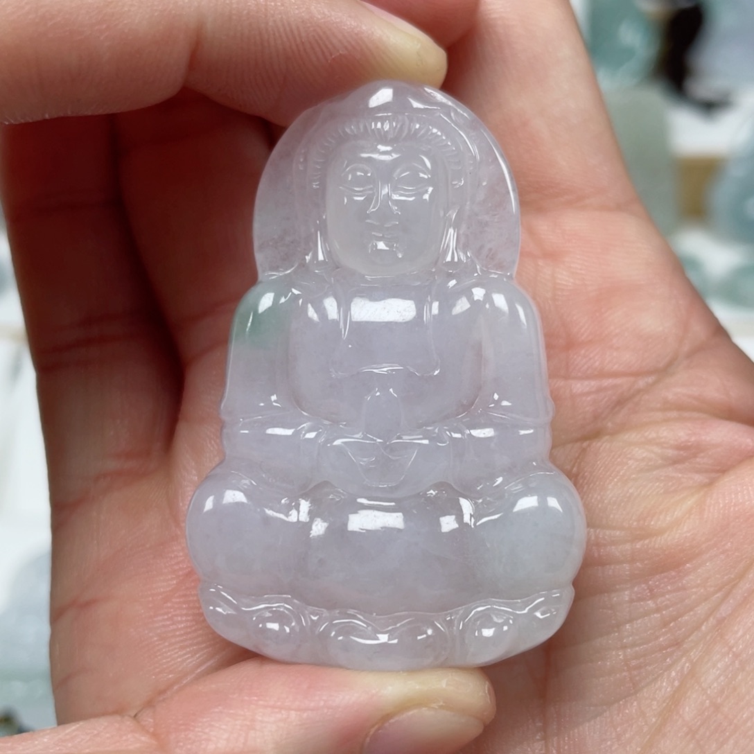 翡翠颈饰未镶嵌天然翡翠A货观音35号