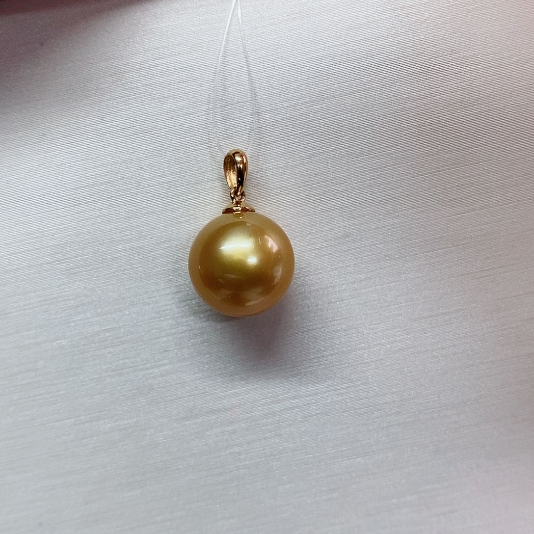 吊坠(不含链)18K金镶嵌海水珍珠10-11