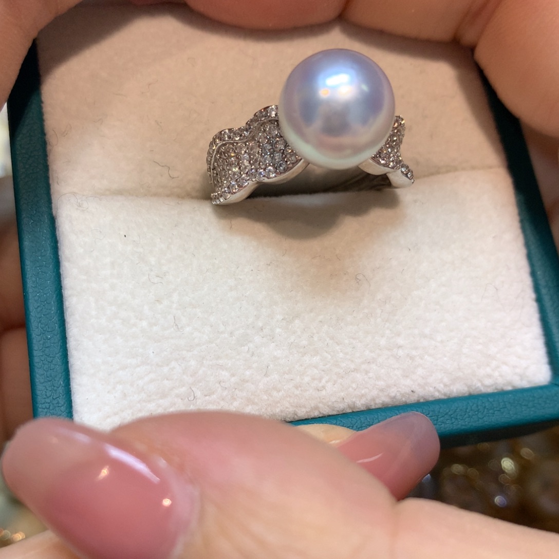 海水珍珠戒指银S925镶嵌