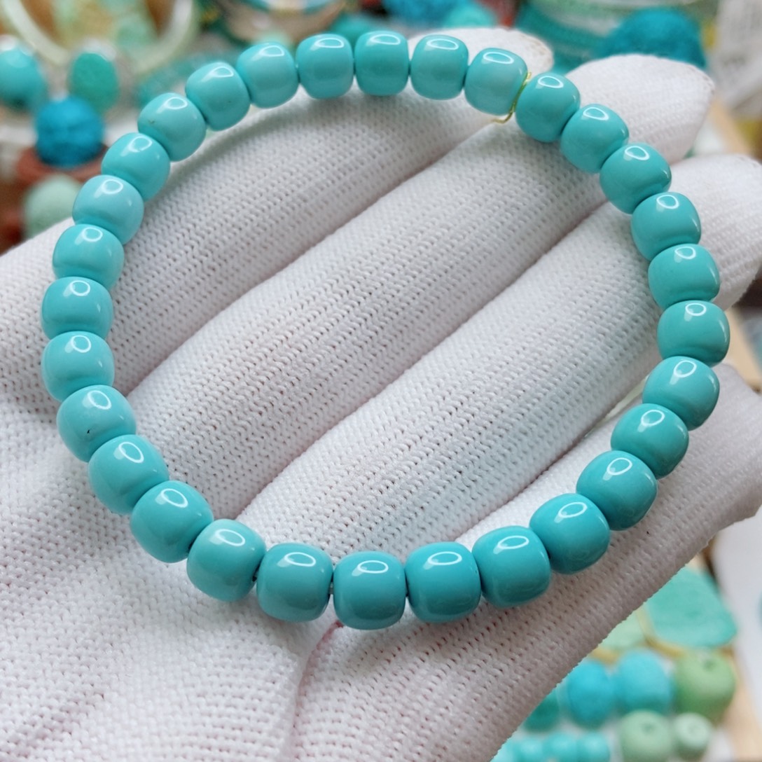 绿松石未镶嵌老型手串6.5m