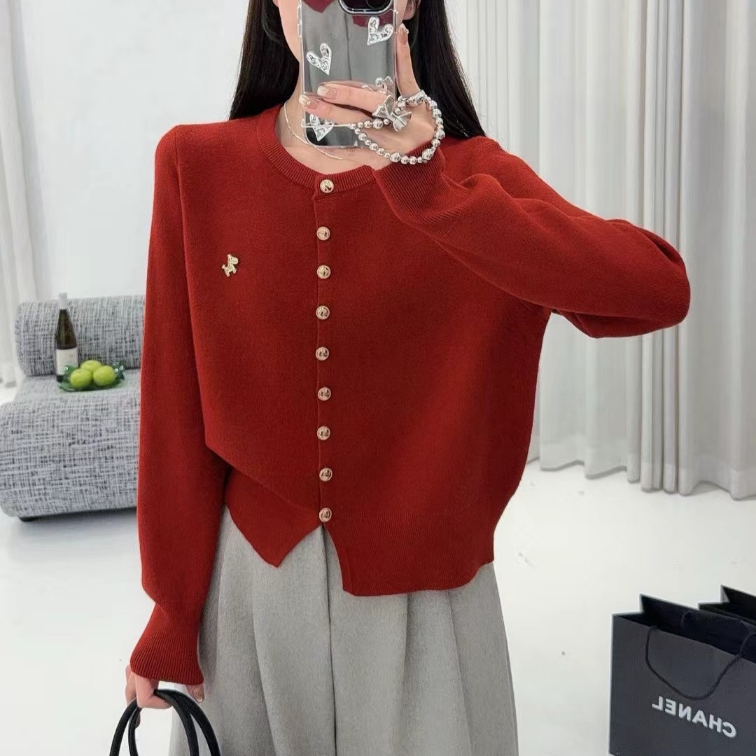 ZY新年款小香风圆领针织开衫女秋冬宽松百搭内搭（衣长52左右）