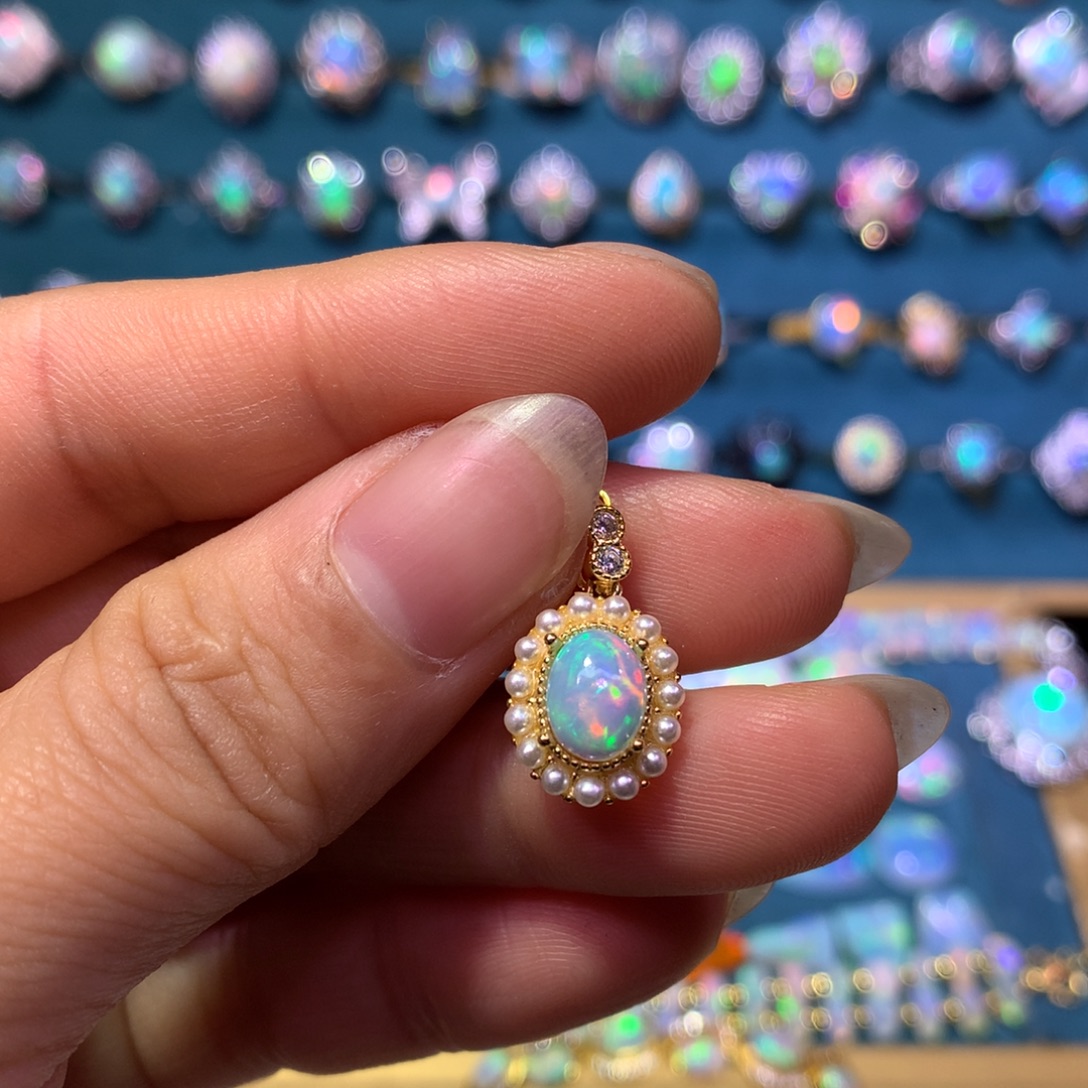 欧泊银S925镶嵌吊坠款