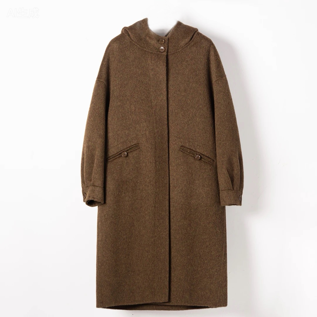 秋冬季时尚百搭休闲长设计师长款立领毛呢外套WD-8165