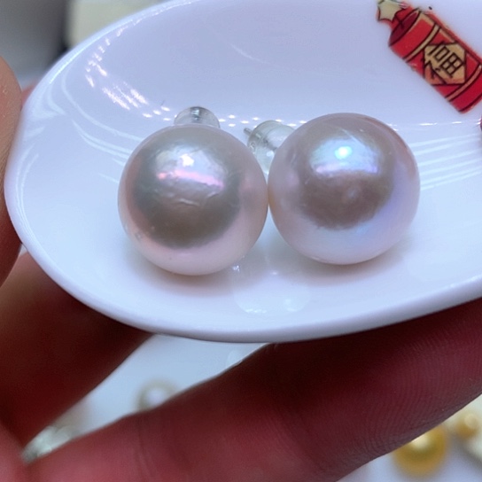 淡水珍珠耳饰银S925镶嵌