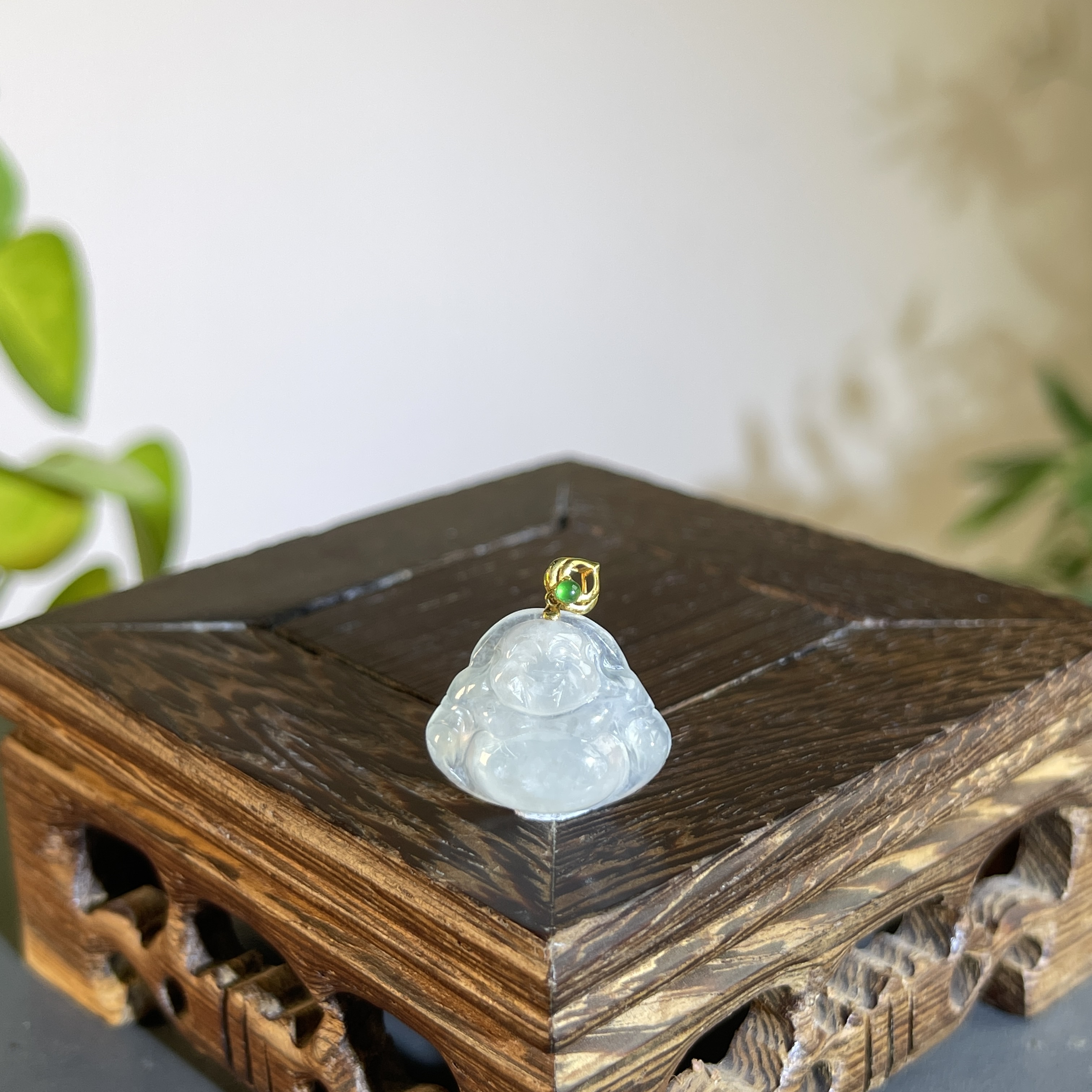 JTB24-29 天然缅甸翡翠A货 18K扣佛公