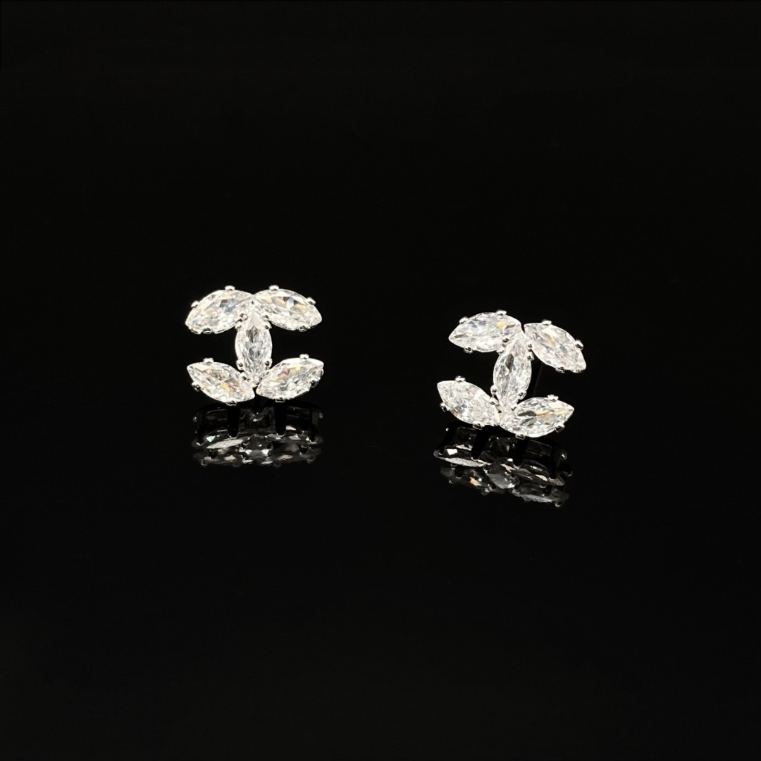 名式 铜合金耳饰 小香风镶嵌精致气质轻奢时尚百搭耳钉FL143