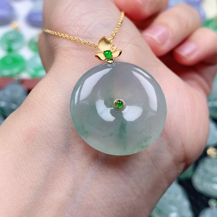 翡翠吊坠(不含链)18K金镶嵌安*