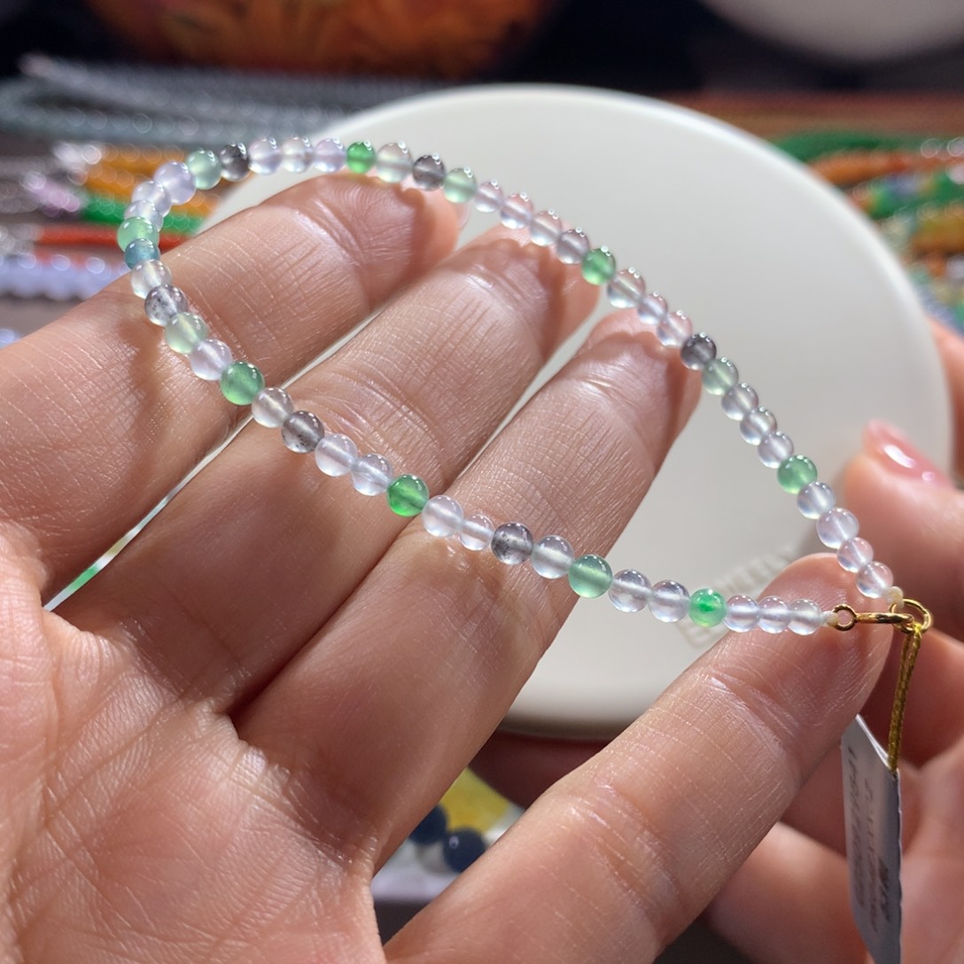 翡翠未镶嵌颈饰纯净玻璃底幻彩卡3➕