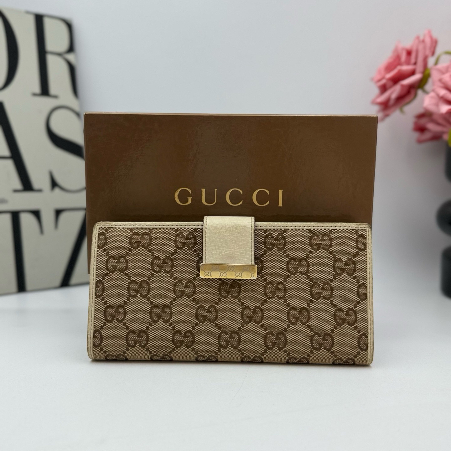 95新 GUCCI/古驰 古驰/Gucci  xy 9454 帆布老花钱包 19x10
