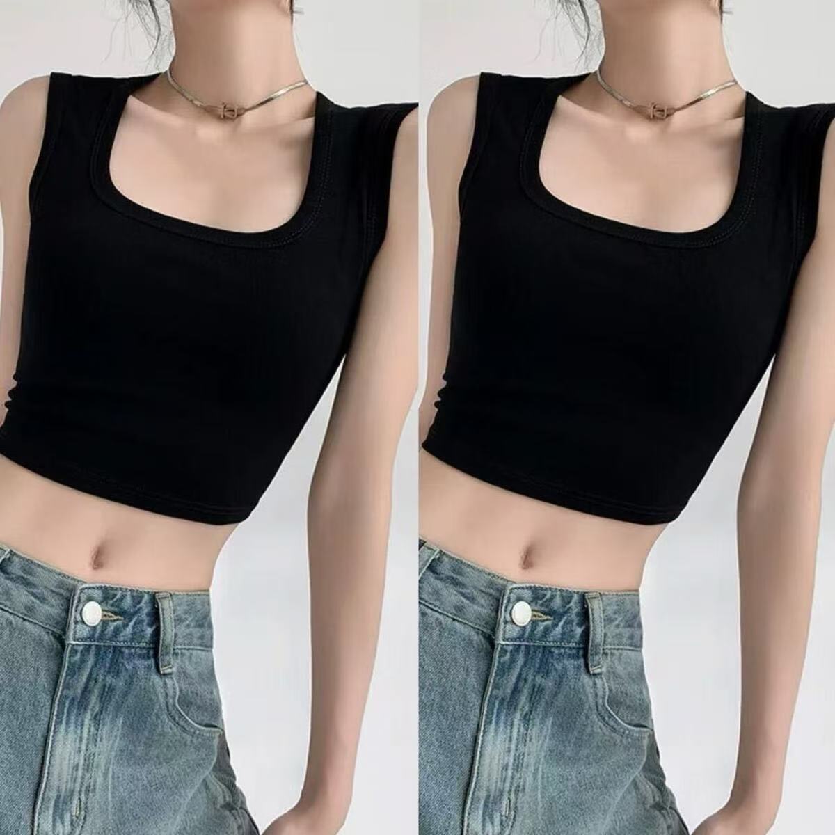 11修身版独立装纯色吊带背心女夏带胸垫上衣无钢圈无缝细带抹胸