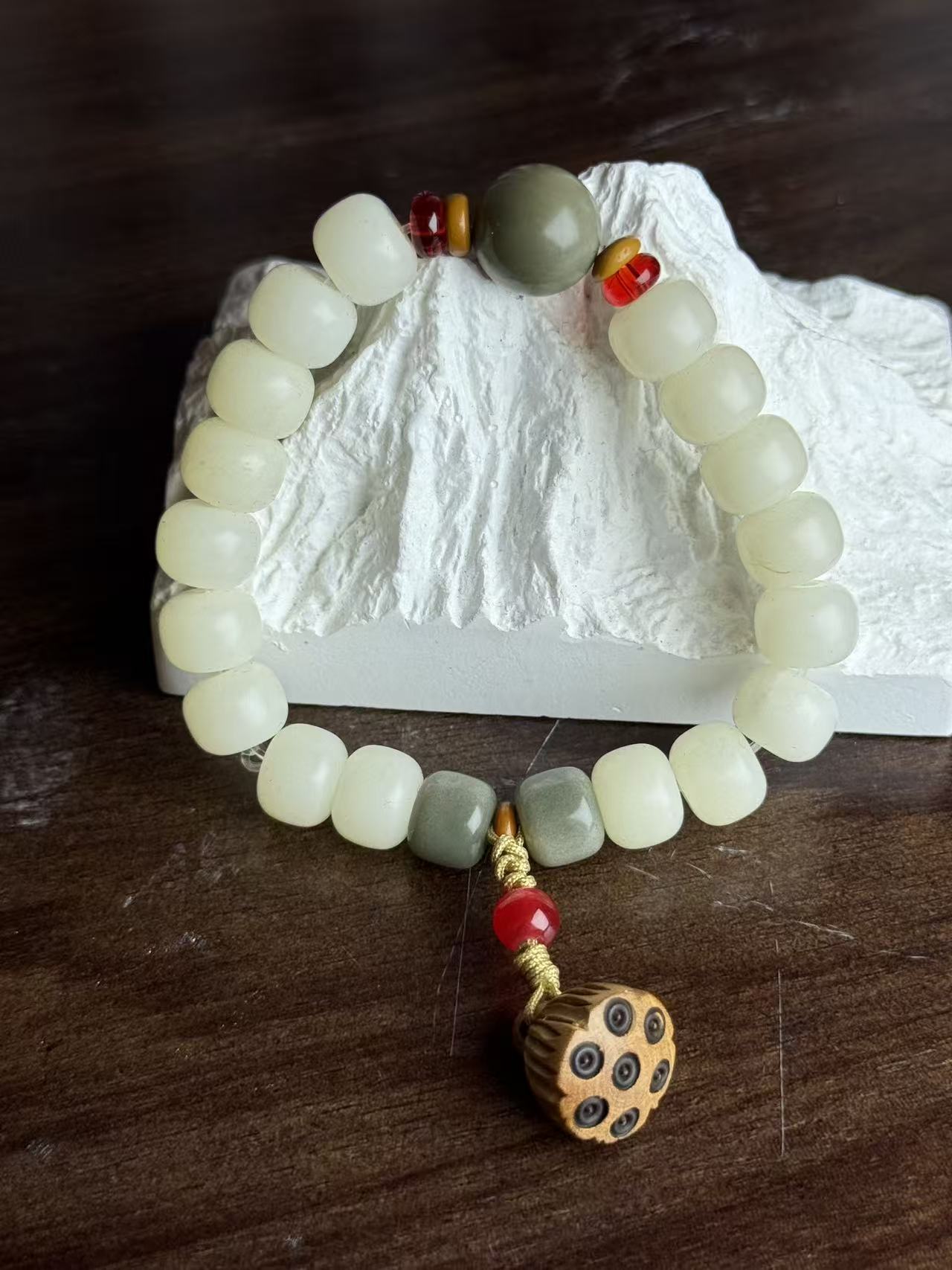 【福瀚】pt白手串带莲蓬