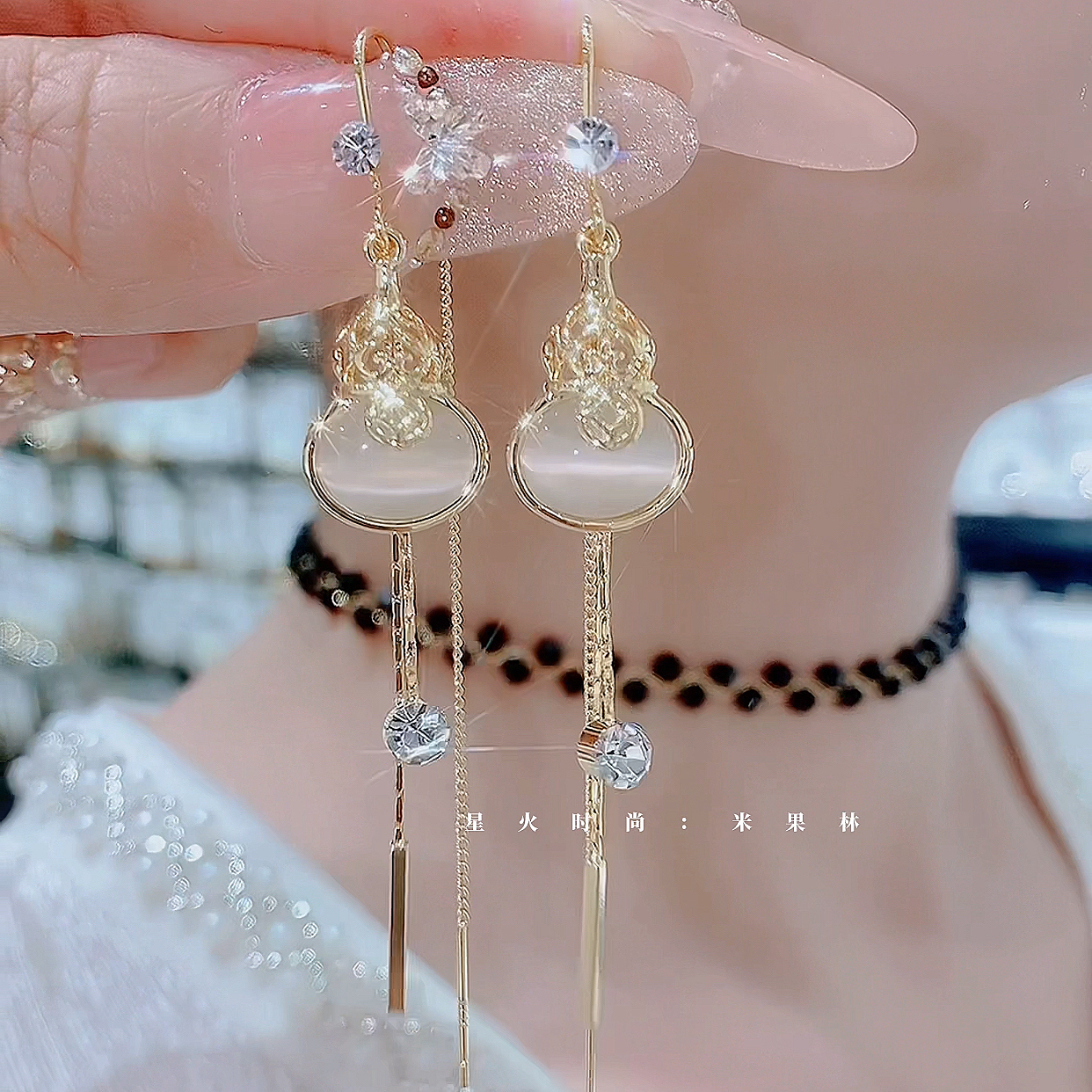 铜合金合成锆石耳饰 937-甜美温柔气质时尚精致爆款潮流显白耳线