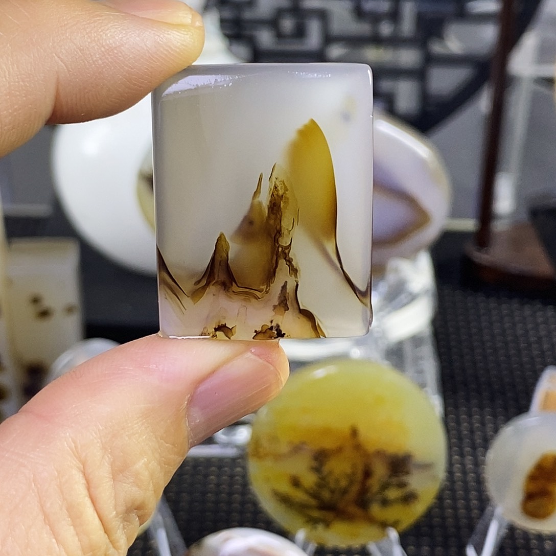 合成碳硅石非金属时尚图纹画面石饰品