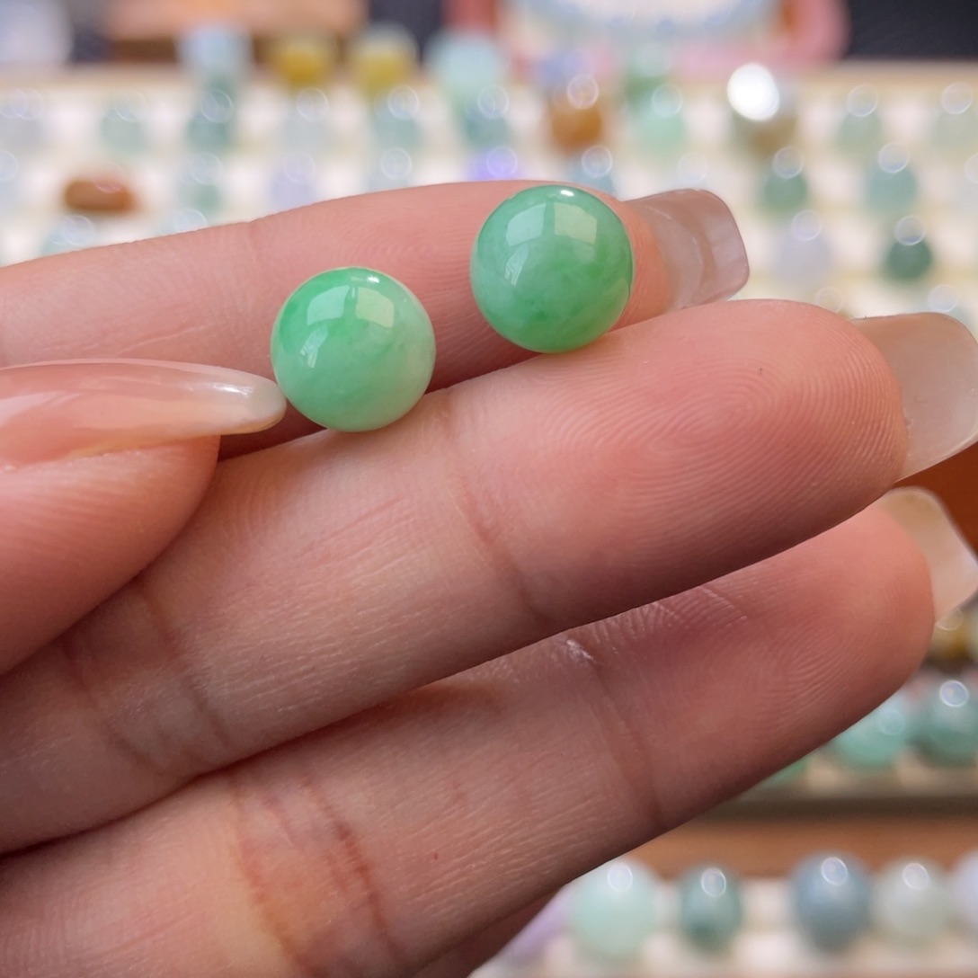 翡翠散珠甜阳绿圆珠 8➕ 不鉴赏 微内纹介意勿拍