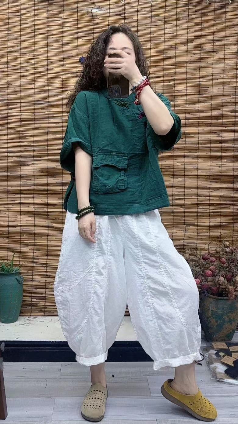 HY    双纱盘扣一个翻边口袋上衣