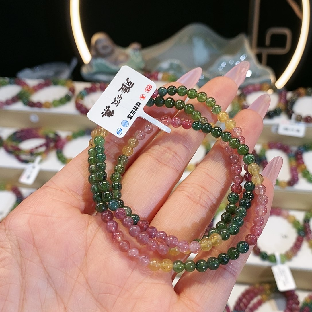 碧玺手链未镶嵌G2602三圈颜色微差