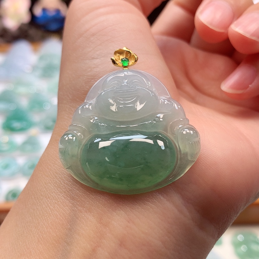 【闪购商品】翡翠18K金镶嵌吊坠(赠链)