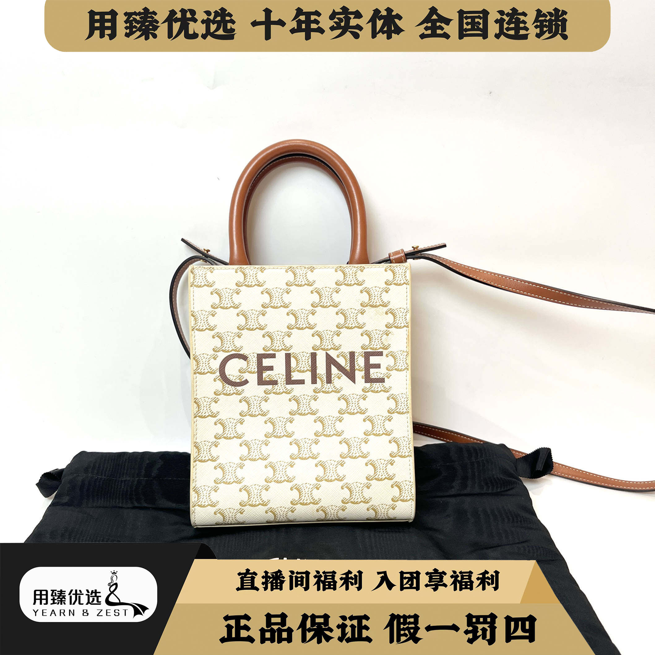 99新 Celine/思琳 CABAS 迷你标志印花竖款琴谱包BK4154415特