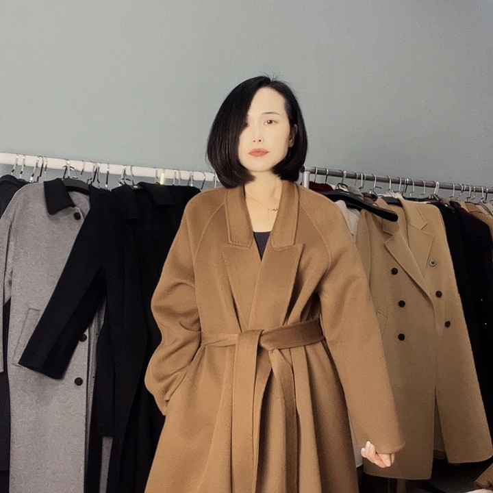 双面呢大衣焦糖色女王款S码