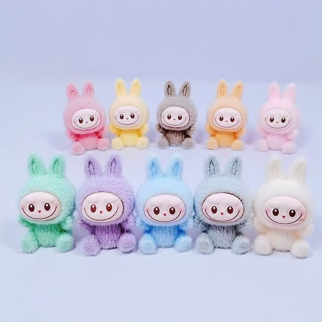 【直播拆】可爱植绒坐姿拉布布DIY公仔立体卡通萌粒桌面车载摆件