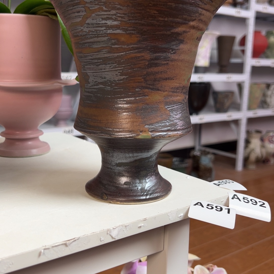 L***盖景德镇手工花盆有孔