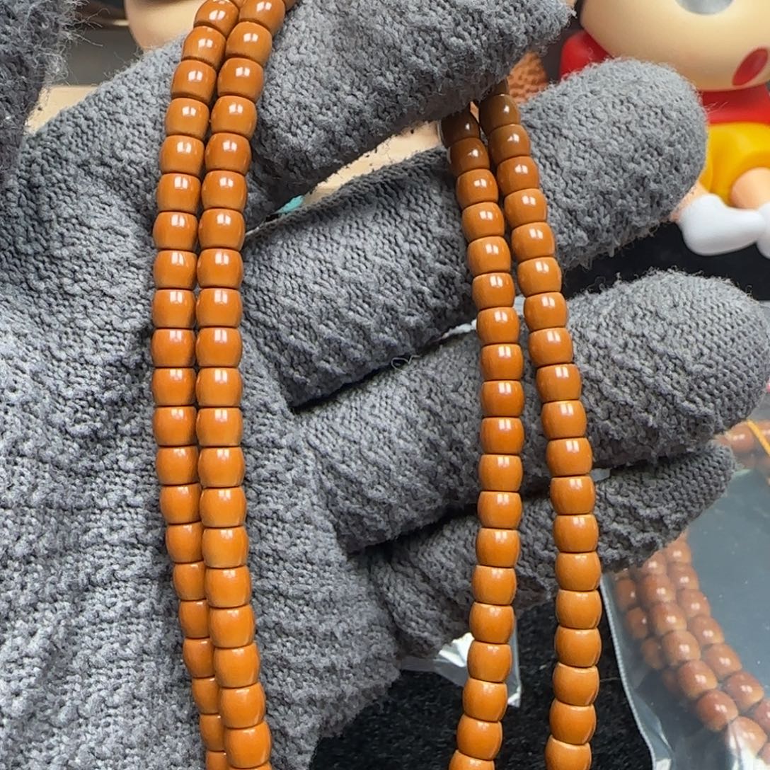 橄榄核手串老挝脖挂三花无白直切5.6福利