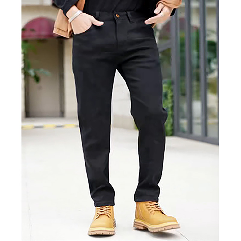 男款纯黑色直筒牛仔裤百搭休闲牛仔裤男款秋冬款