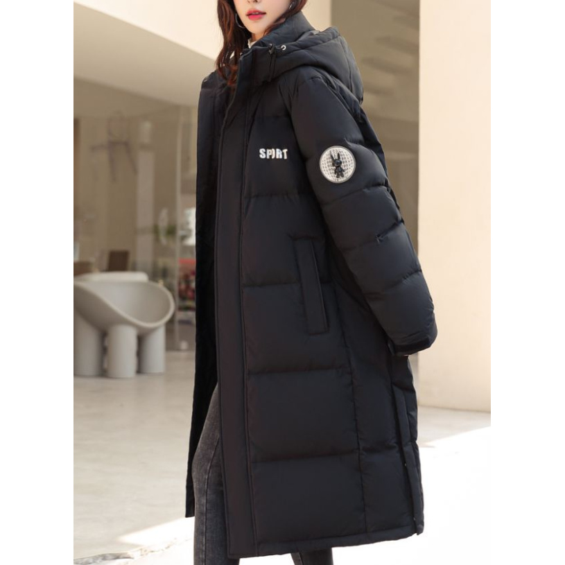 D 兔标过膝男女同款连帽羽绒服