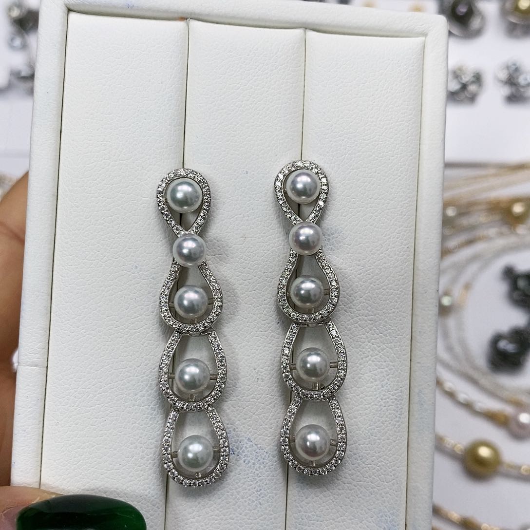 淡水珍珠耳饰银S925镶嵌