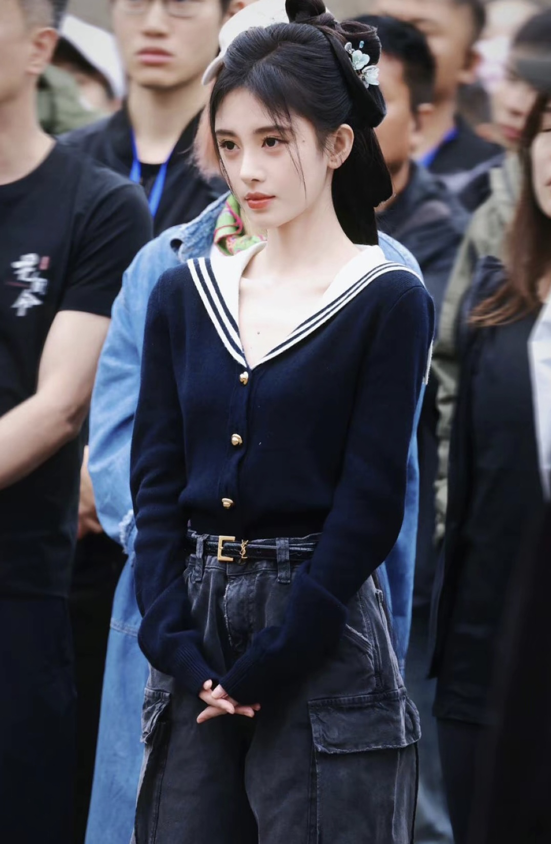 99新 MIU MIU/缪缪 藏青色 海军领 针织 毛衣 40码