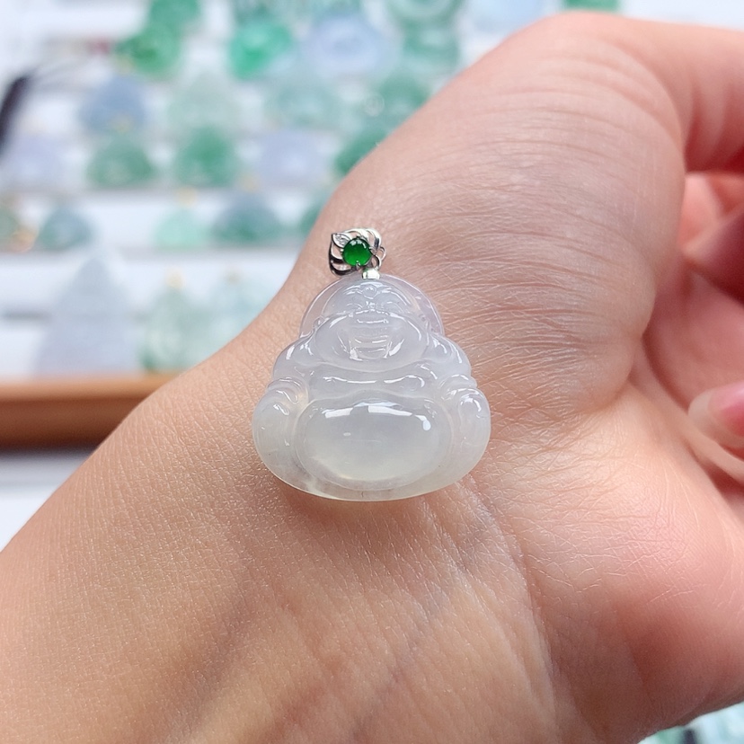 【闪购商品】翡翠吊坠(赠链)18K金镶嵌