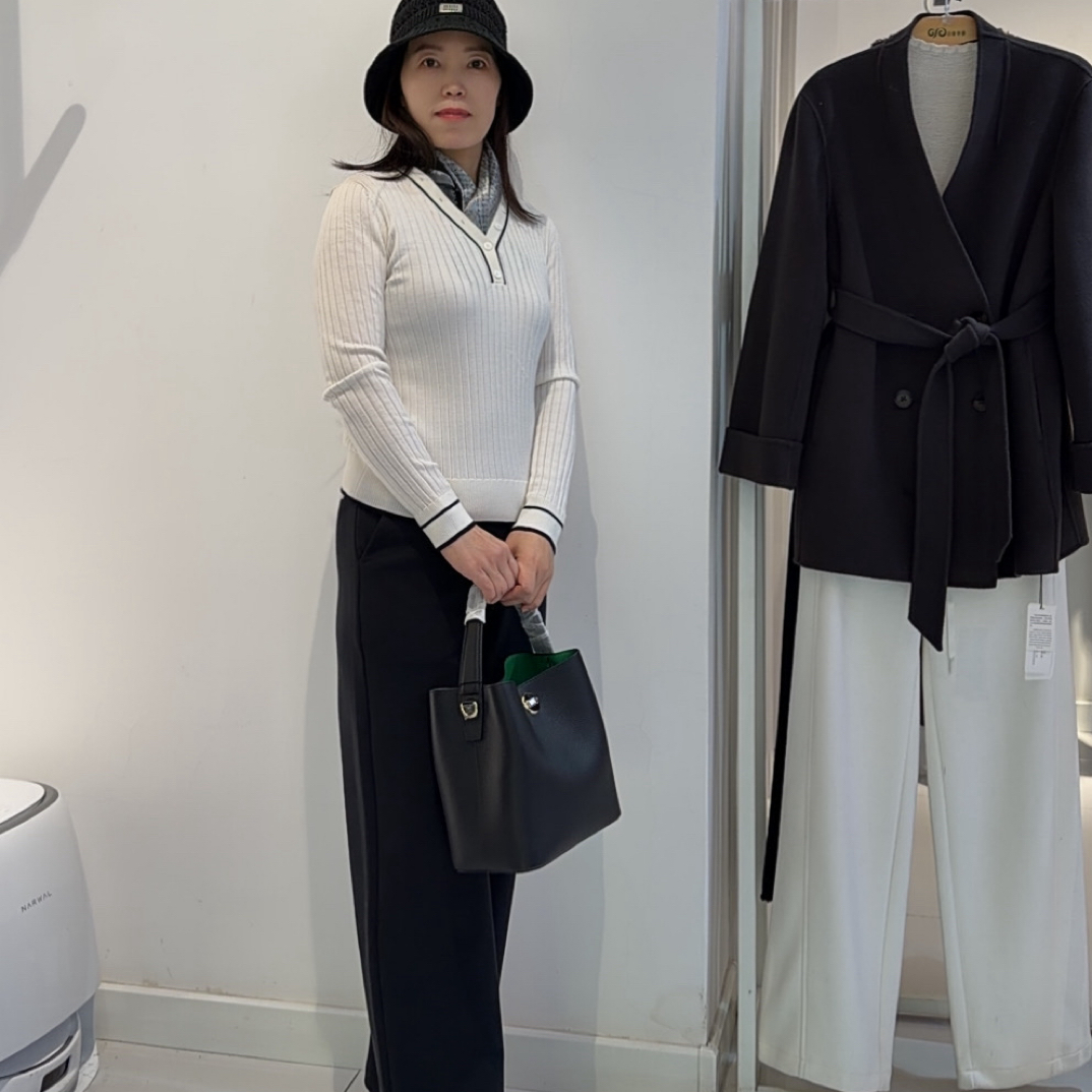 印象草原秋冬女士黑色直筒裤休闲显瘦裤子