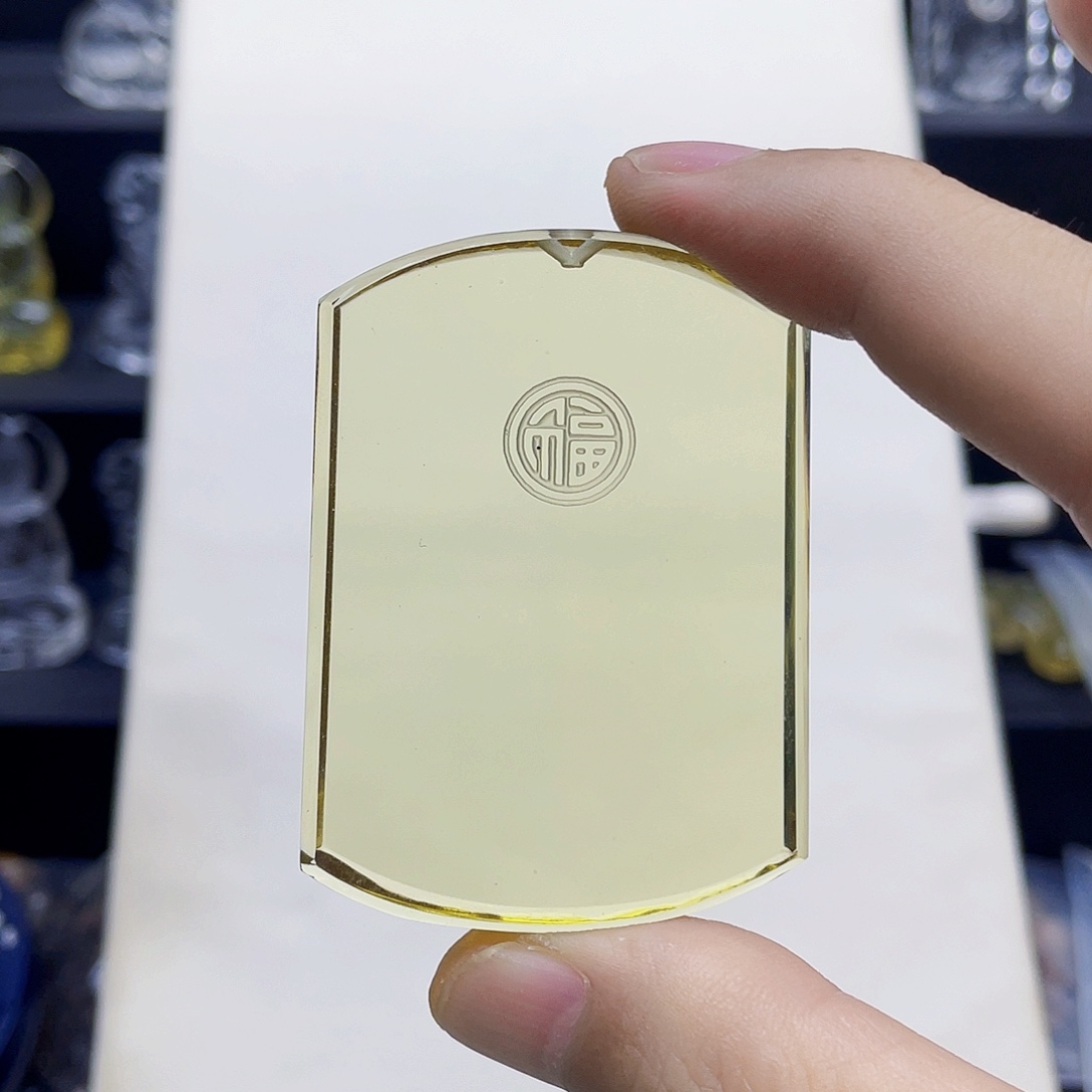 颈饰未镶嵌水晶黄水晶福字平安牌吊坠