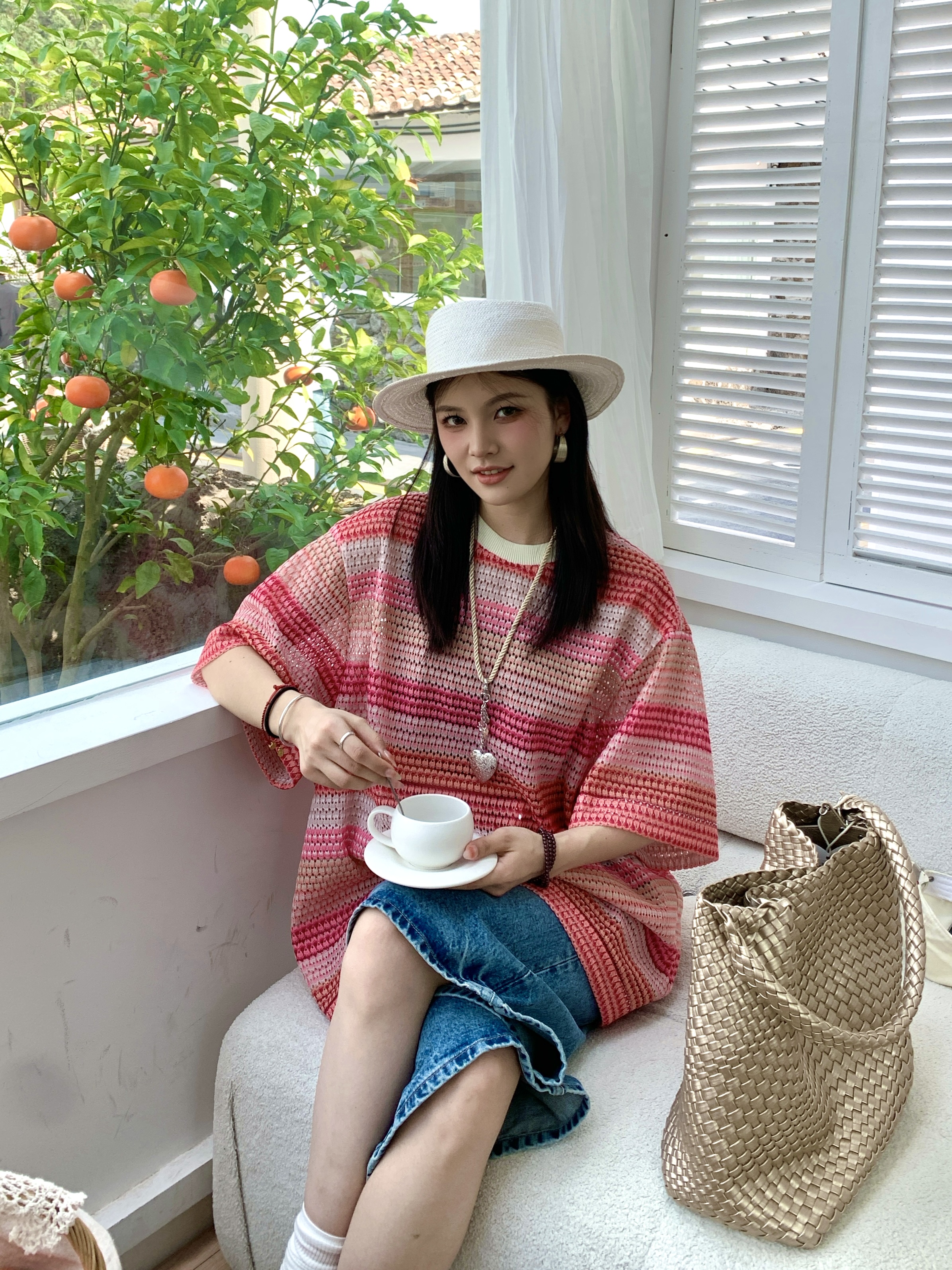 【GG买手专属款】时尚宽松休闲针织透气夏日亲肤百搭显瘦大T-152119