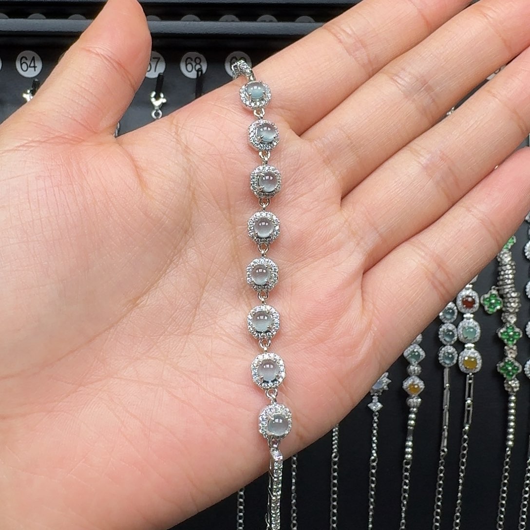 翡翠银S925镶嵌手链