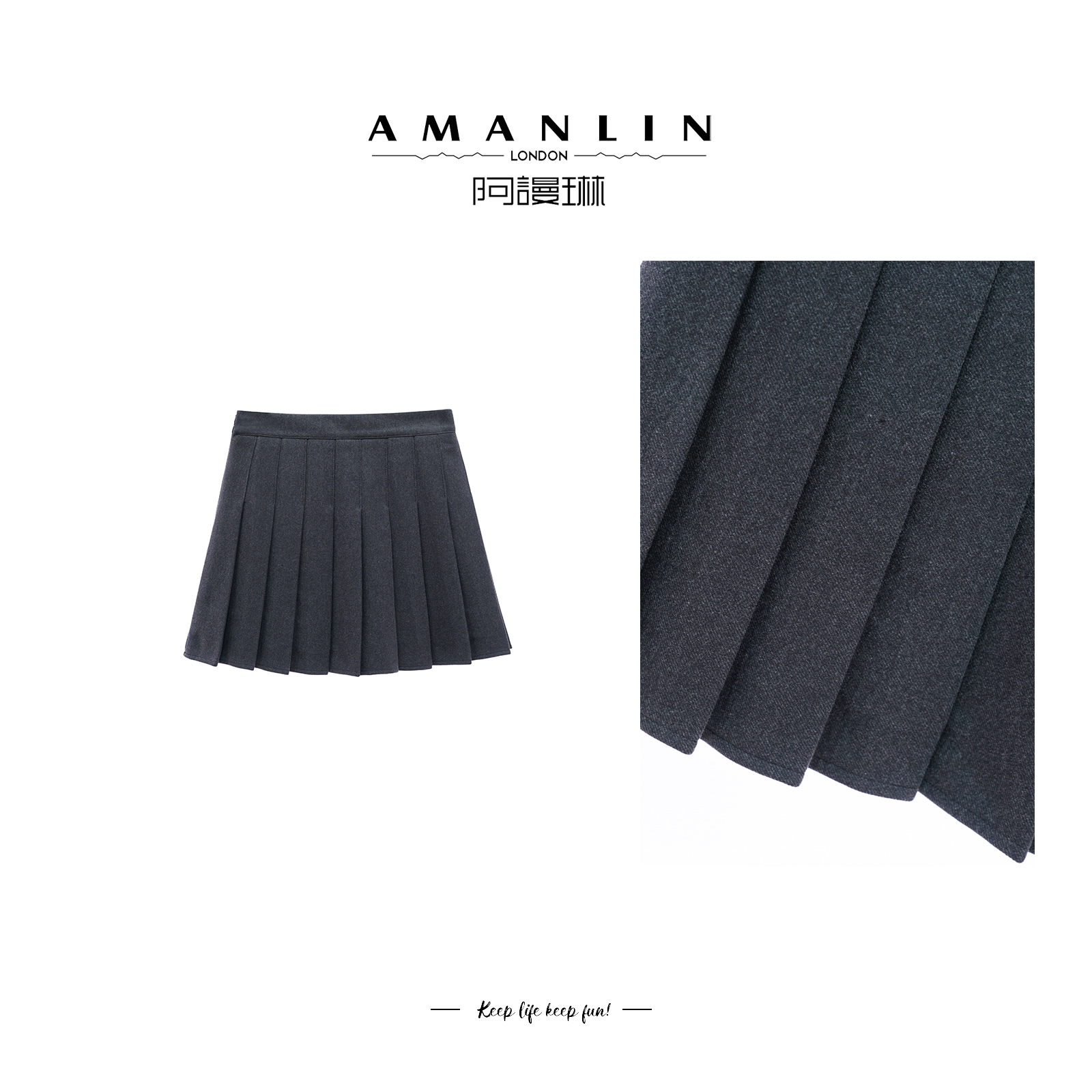 短款学院风格子百褶裙秋季新款时尚百搭半身裙F593581