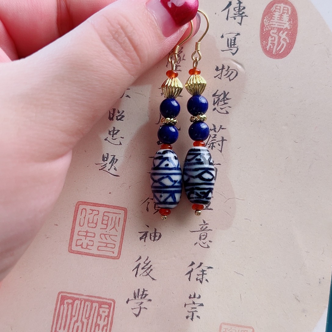未镶嵌青金石挂件耳环