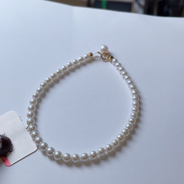 淡水珍珠手链18K金镶嵌3mm