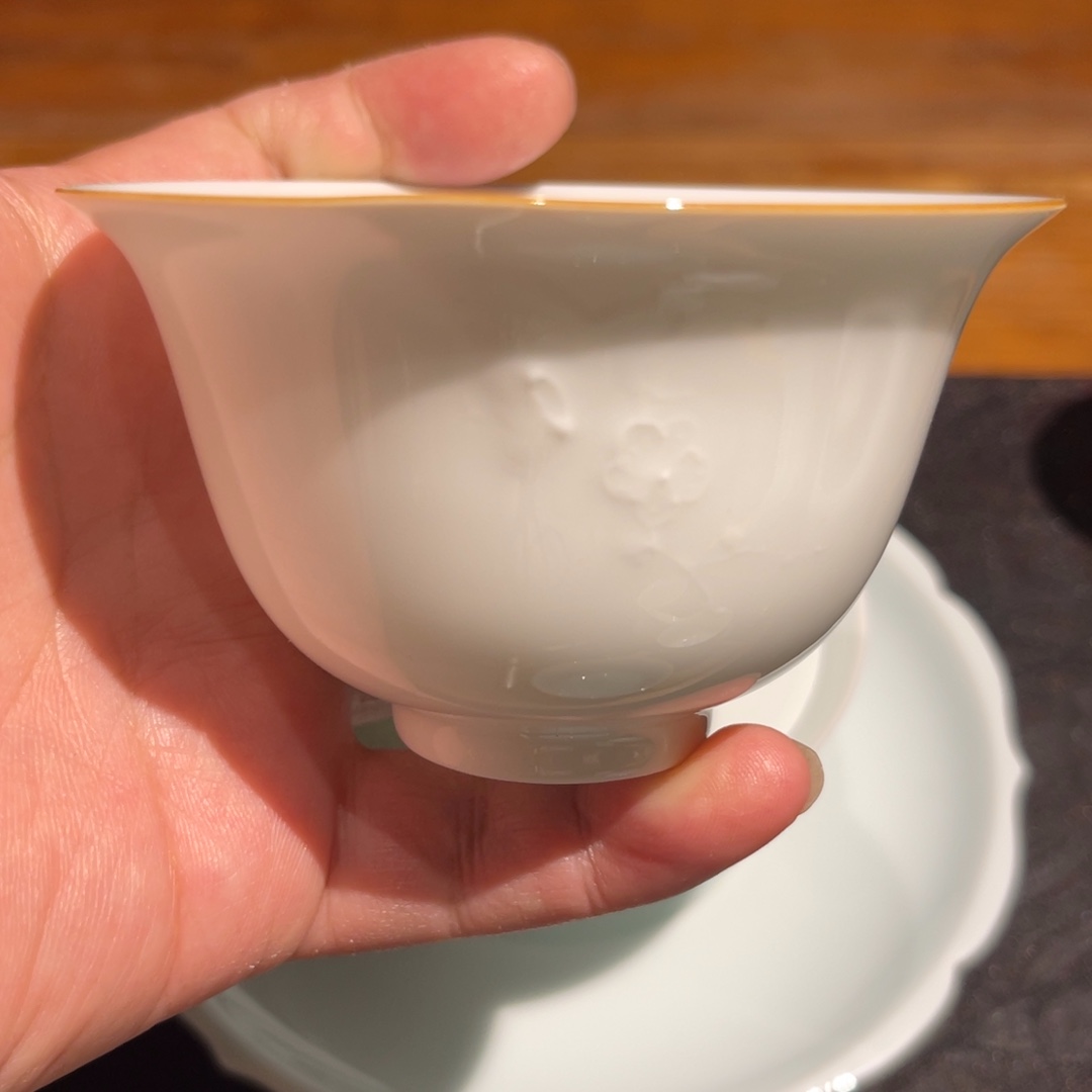 如***此墨竹盖碗 微变形 福利不退不换