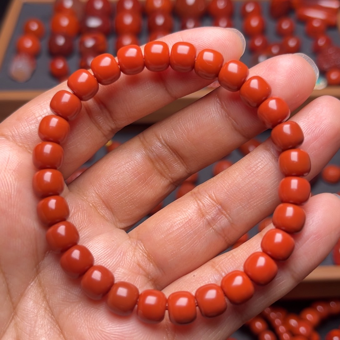 南红玛瑙配饰未镶嵌老型手串卡7.3mm
