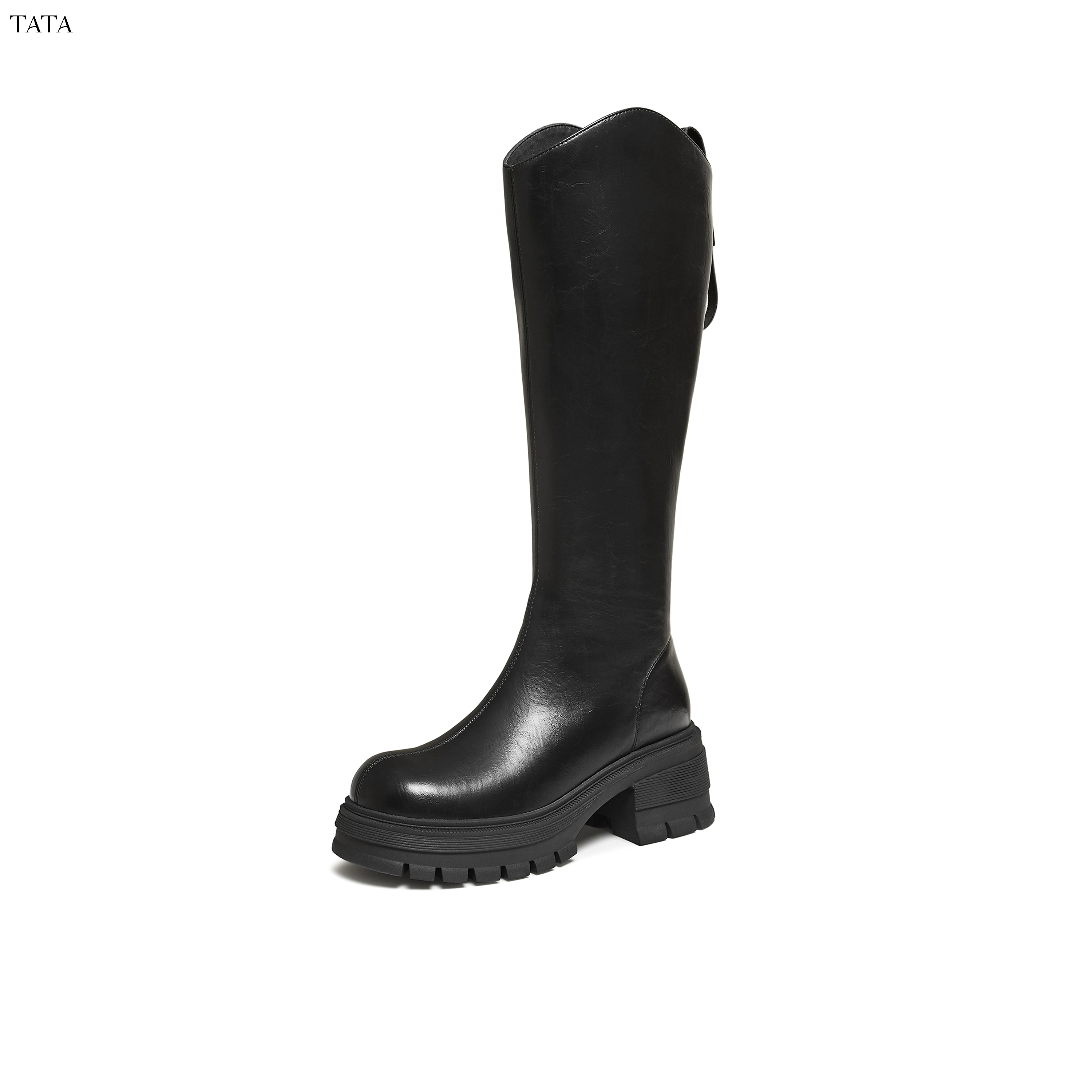 TATA/他她冬白色长靴百搭时尚简约女骑士靴新款CKG01DG4
