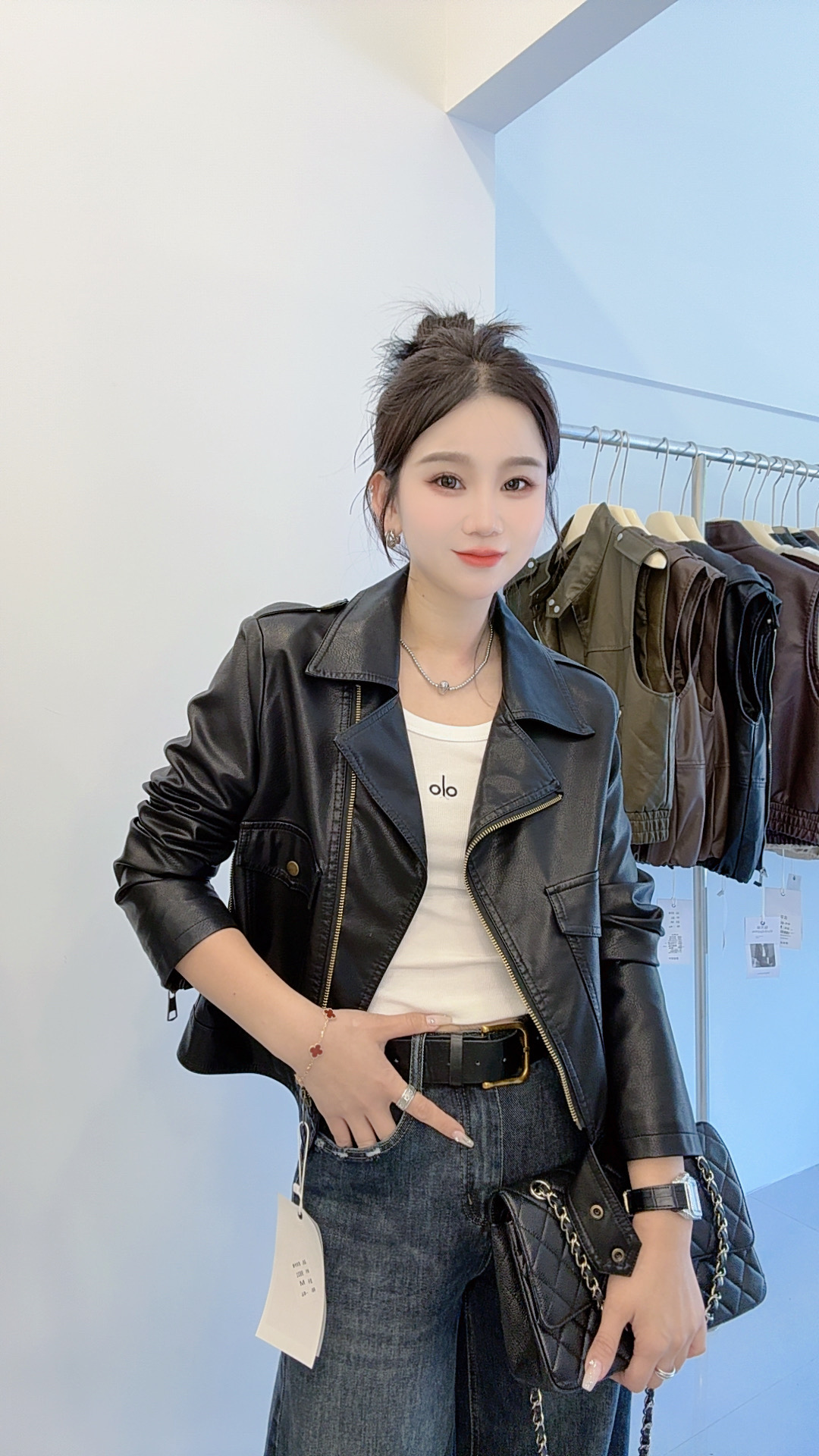 修身型短款皮衣短款皮夹克时尚秋季女装百搭韩版