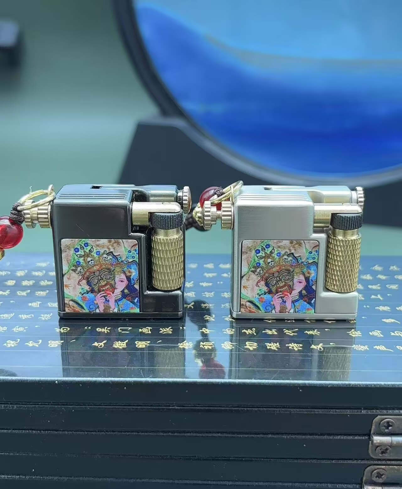 首领扎基拉姆创意迷你煤油打火机个性小方砖复古镀钛工艺带挂件
