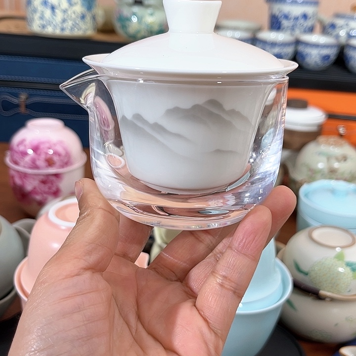 远山加厚玻璃公道两个杯子