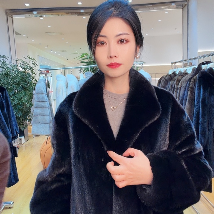 水貂皮进口水貂毛大衣外套女冬季保暖外套加厚保暖冬季