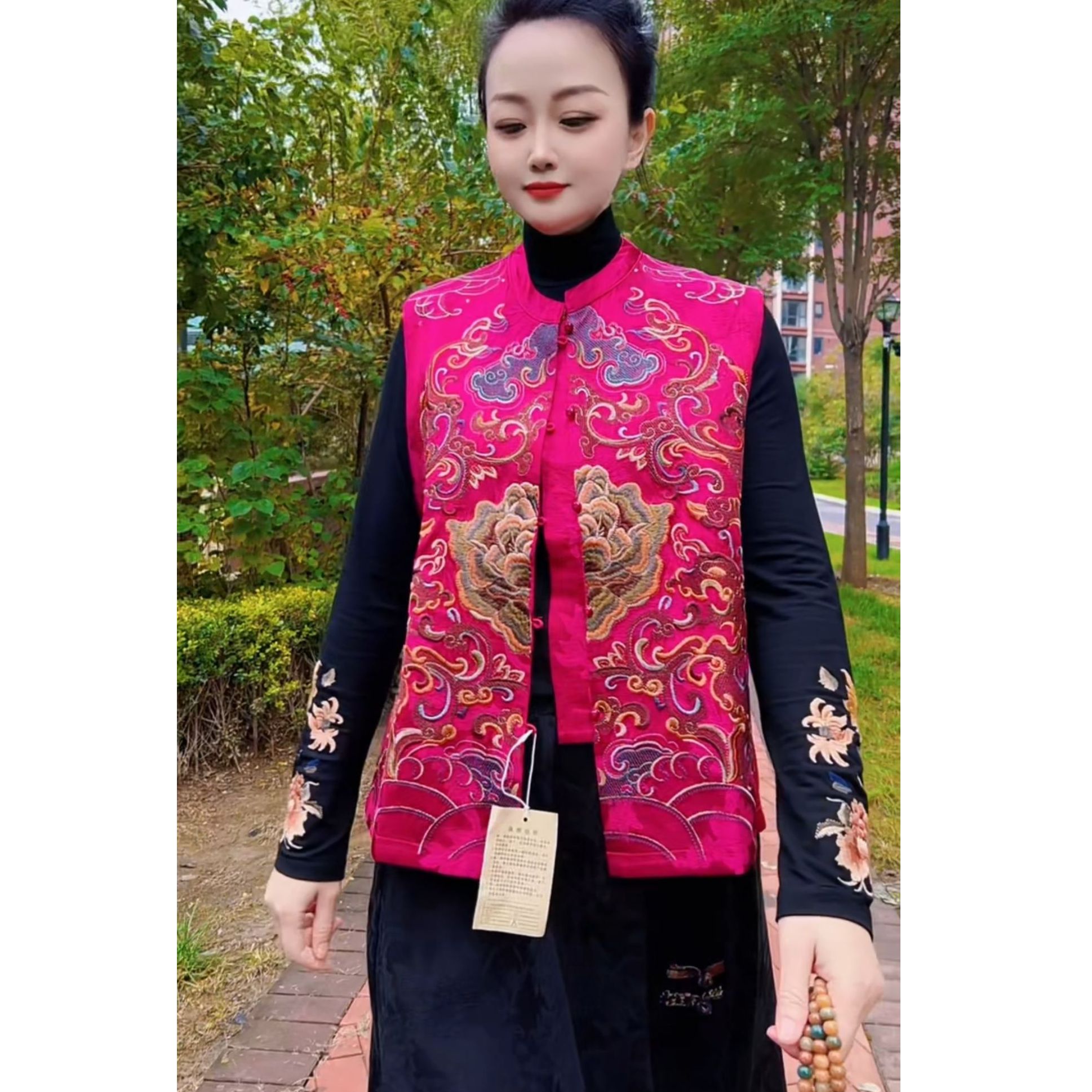 679新款  国风绣花马甲时尚百搭女士中式中国风